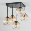 Koyoto ceiling light, globe light 37 cm Amber, clear, 5-light sources