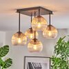 Koyoto ceiling light, globe light 37 cm Amber, clear, 5-light sources