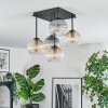 Koyoto ceiling light, globe light 37 cm Amber, clear, Smoke-coloured, 5-light sources