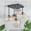 Koyoto ceiling light, globe light 37 cm Amber, clear, Smoke-coloured, 5-light sources