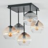 Koyoto ceiling light, globe light 37 cm Amber, clear, Smoke-coloured, 5-light sources
