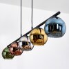 Koyoto hanging light, globe light, pendant light blue, chrome, gold, green, coppery, Smoke-coloured, 5-light sources