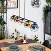 Koyoto hanging light, globe light, pendant light blue, chrome, gold, green, clear, coppery, Smoke-coloured, 5-light sources