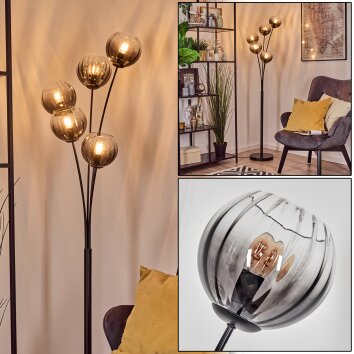 Koyoto globe light, floor lamp clear, Smoke-coloured, 5-light sources