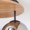 Ripoll ceiling light, globe light brown, Wood like finish, black, 3-light sources