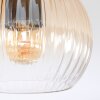 Koyoto ceiling light, globe light brown, Wood like finish, black, 3-light sources