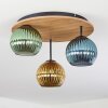 Koyoto ceiling light, globe light brown, Wood like finish, black, 3-light sources
