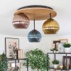 Koyoto ceiling light, globe light 40 cm brown, Wood like finish, black, 3-light sources