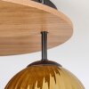 Koyoto ceiling light, globe light 40 cm brown, Wood like finish, black, 3-light sources