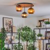 Koyoto ceiling light, globe light 40 cm brown, Wood like finish, black, 3-light sources