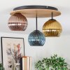Koyoto ceiling light, globe light 40 cm brown, Wood like finish, black, 3-light sources