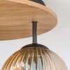 Ripoll ceiling light, globe light brown, Wood like finish, black, 3-light sources
