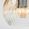 Ripoll ceiling light, globe light brown, Wood like finish, black, 3-light sources
