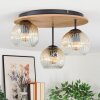 Ripoll ceiling light, globe light brown, Wood like finish, black, 3-light sources