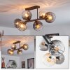 Koyoto ceiling light, globe light Amber, clear, Smoke-coloured, 6-light sources