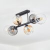 Koyoto ceiling light, globe light Amber, clear, Smoke-coloured, 6-light sources