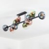 Gastor ceiling light, globe light blue, green, clear, coppery, 10-light sources