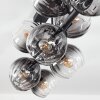 Koyoto ceiling light, globe light clear, Smoke-coloured, 10-light sources