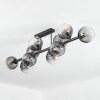 Koyoto ceiling light, globe light clear, Smoke-coloured, 10-light sources
