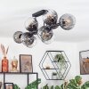 Koyoto ceiling light, globe light clear, Smoke-coloured, 10-light sources