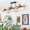 Koyoto ceiling light, globe light Amber, clear, 10-light sources