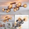 Koyoto ceiling light, globe light Amber, Smoke-coloured, 10-light sources