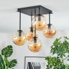 Gastor ceiling light, globe light Amber, 5-light sources