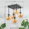 Gastor ceiling light, globe light Amber, 5-light sources