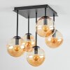 Gastor ceiling light, globe light Amber, 5-light sources