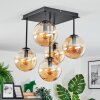 Gastor ceiling light, globe light Amber, 5-light sources