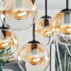 Gastor ceiling light, globe light Amber, clear, 5-light sources