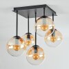 Gastor ceiling light, globe light Amber, clear, 5-light sources