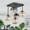 Koyoto ceiling light, globe light Amber, clear, Smoke-coloured, 5-light sources