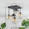 Koyoto ceiling light, globe light Amber, clear, Smoke-coloured, 5-light sources