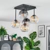 Koyoto ceiling light, globe light Amber, clear, Smoke-coloured, 5-light sources
