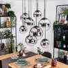Gastor hanging light, globe light, pendant light chrome, clear, Smoke-coloured, 8-light sources