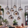Gastor hanging light, globe light, pendant light chrome, clear, Smoke-coloured, 8-light sources