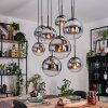 Gastor hanging light, globe light, pendant light chrome, clear, Smoke-coloured, 8-light sources