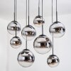 Gastor hanging light, globe light, pendant light chrome, clear, Smoke-coloured, 8-light sources