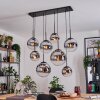 Gastor hanging light, globe light, pendant light chrome, clear, Smoke-coloured, 8-light sources