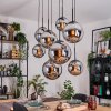 Gastor hanging light, globe light, pendant light chrome, Smoke-coloured, 8-light sources