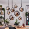 Gastor hanging light, globe light, pendant light chrome, Smoke-coloured, 8-light sources