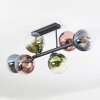 Gastor ceiling light, globe light blue, green, clear, coppery, 6-light sources