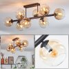 Koyoto ceiling light, globe light Amber, clear, 8-light sources