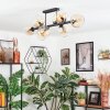 Koyoto ceiling light, globe light Amber, clear, 8-light sources