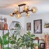 Koyoto ceiling light, globe light Amber, clear, 8-light sources