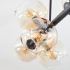 Koyoto ceiling light, globe light Amber, clear, 8-light sources