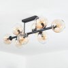 Koyoto ceiling light, globe light Amber, clear, 8-light sources