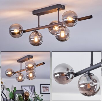 Chehalis ceiling light, globe light Smoke-coloured, 5-light sources