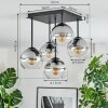 Koyoto ceiling light, globe light clear, Smoke-coloured, 5-light sources